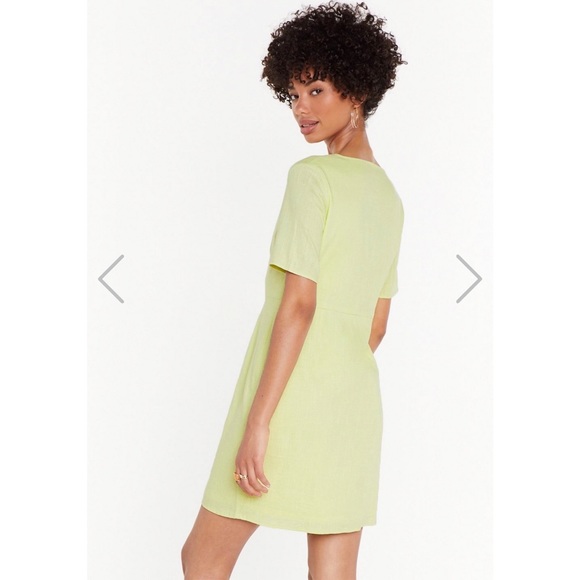 NWT Nasty Gal Spring Green Linen Dress🍈 - Picture 6 of 6